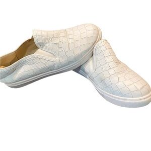 Botkier Hayley Slip-On White Leather Croc Print Sneakers l Women’s Size …